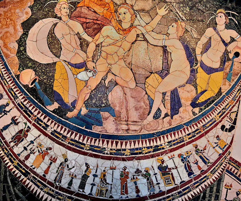 Opus Sectile Mosaic, 4th Century AD Roman,depicting nymphs. National Roman Museum, Rome, Italy.