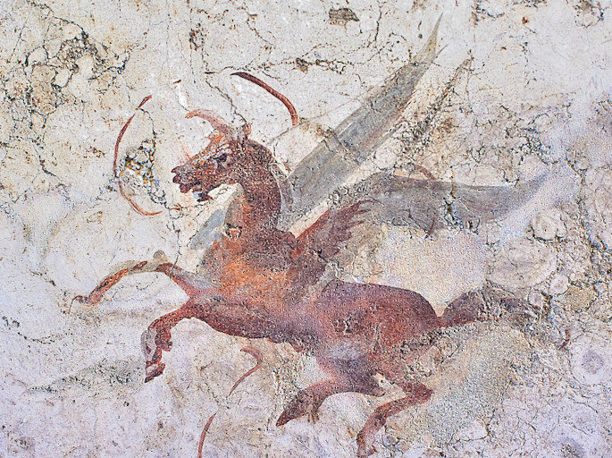 Roman fresco,depicting Pegasus. National Roman Museum,, Rome, Italy
