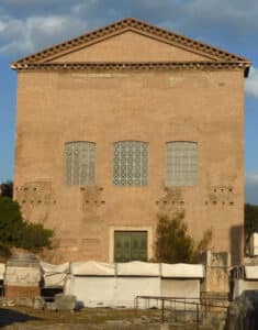 Exterior view of Curia Julia, the ancient Roman Senate House, in the Roman Forum.